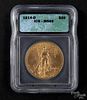 Gold Saint Gaudens twenty dollar coin, 1914 D, ICG MS-65.