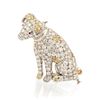 A Platinum, Diamond, Colored Diamond, Sapphire and Ruby Dog Brooch, French, Circa 1940, 8.50 dwts.