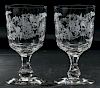 Ten Etched Glass Water Goblets