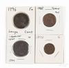 Four early copper coins, to include an 1835 half cent, a 1796 large cent, a 1794 large cent, and an
