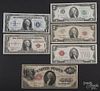 Six bills, to include a Series 1917 one dollar coin, good condition, a 1935 Hawaii silver certificat