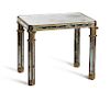 An Italian Gilt and Mirrored Side Table, Height 22 1/4 x width 26 1/2 x depth 18 1/4 inches.