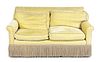 An Upholstered Two-Seat Sofa, Height 30 1/2 x width 55 1/4 x depth 32 inches.