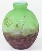 Daum Nancy Art Glass Rain Forest Scene Vase.