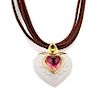Bvlgari Tourmaline 18k Gold Heart 5 Cord Necklace