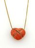 Tiffany&Co. Coral 18k Gold Heart Pendant Necklace