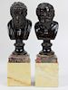 Pair of Antique Bronze Marble Roman Figural Busts