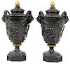 Heavy Antique French Bronze Molded Urns