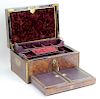 Antique 19th C English Mahogany Wooden Jewelry Box