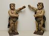 Pair of 18t Century Carved and Polychromed  Angels