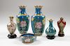 Chinese Cloisonne Vases and Bowl 