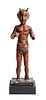 Carved and Painted Wood Folk Art Figure Height overall 18 1/2 x width 6 x depth 5 1/4 inches