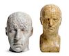 Two Plaster Phrenology Heads Height of taller 11 inches