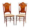 Pair of Carved Wood Side Chairs Height 39 x width 16 x depth 16 inches