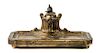 Neoclassical Gilt Bronze Inkwell Height 4 3/4 x width 10 x depth 5 1/2 inches