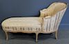 Antique Louis XV Style Upholstered Chaise Lounge.
