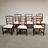 Six Chippendale Carved Mahogany Ribbon-back Dining Chairs