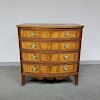 Federal-style Inlaid Mahogany and Tiger Maple Bow-front Chest of Drawers