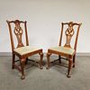 Pair of Chippendale-style Carved Cherry Side Chairs