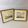 Pair of Framed Watercolor Ship Portraits