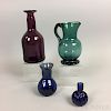 Four Blown Colored Glass Items
