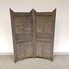 Large Gray-painted Pine Louvered Shutter/Screen