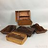 Six Carved Wood Cutlery Trays
