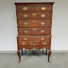 Queen Anne Carved Birch High Chest of Drawers