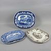 Four English Blue and White Transfer-decorated Ceramic Platters