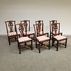 Set of Six Chippendale-style Carved Mahogany Side Chairs
