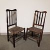 Two Early Black-painted Bannister-back Side Chairs