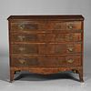 Federal Inlaid Cherry and Mahogany Veneer Bowfront Chest of Four Drawers