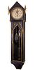 An English Victorian Black and Gold Painted Masonic Regulator Clock, W.H. Osborn, Height 73 1/2 inches.