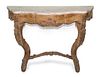 A Spanish Baroque Fruitwood Console Table, Height 28 3/4 x width 38 3/4 x depth 12 7/8 inches.
