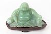 Chinese Hand Carved Hotei Buddha Figure On Stand