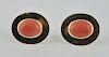 Vintage Salmon Coral & Gold Disc Clip Earrings