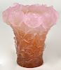 Daum Crystal Pate de Verre Hibiscus Vase