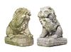 A Pair of Cast Stone Garden Lions, Height 9 1/2 inches.