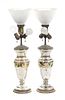 A Pair of Mercury Glass Table Lamps, Height 16 inches.