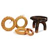 Hehe, Tanzania Stool with four Woven Basketry Rings