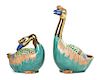 A Pair of Japanese Porcelain Models of Waterfowl, Height 12 1/4 inches.