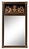 * An Empire Style Painted and Parcel Gilt Mirror Height 73 x width 41 inches.