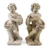 A Pair of Cast Stone Garden Figures Height 32 inches.