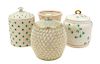 * Four Belleek Biscuit Jars Height of tallest 7 1/4 inches.