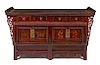 A Chinese Painted Cabinet Height overall 41 1/4 x width 69 3/4 x depth 21 1/2 inches.