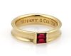 Tiffany & Co Ruby 18k Gold Concave Style Band Ring