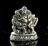 Miniature 19th C. Tibetan Silver Padmasambhava on Lion