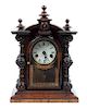 American Carved Wood Mantel Clock Height 10 1/4 inches