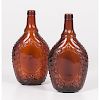 Pair of Amber Glass Liquor Bottles