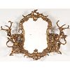 Louis XV-style Gilt Bronze Mirrored Wall Sconce